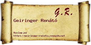 Geiringer Renátó névjegykártya